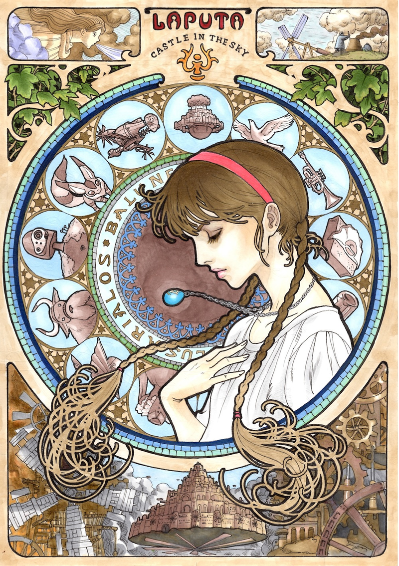 Illustration for article titled Gorgeous art nouveau-inspired portraits of Miyazaki's characters